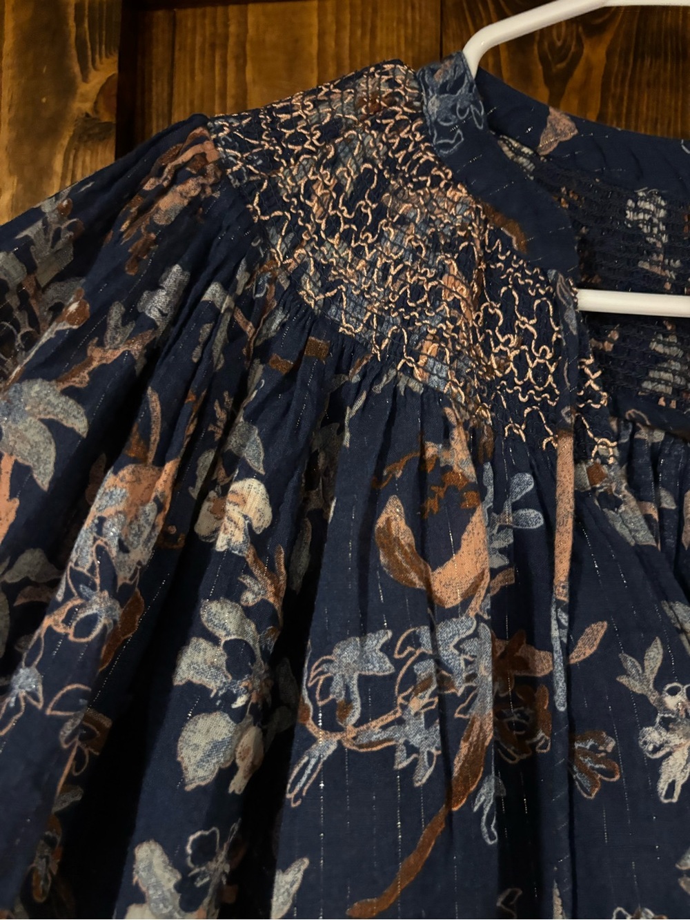 By Anthropologie Long-Sleeve Smocked Jacquard Top Medium Puff Sleeve - Picture 7 of 11